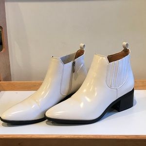 Franco Sarto white patent leather boots